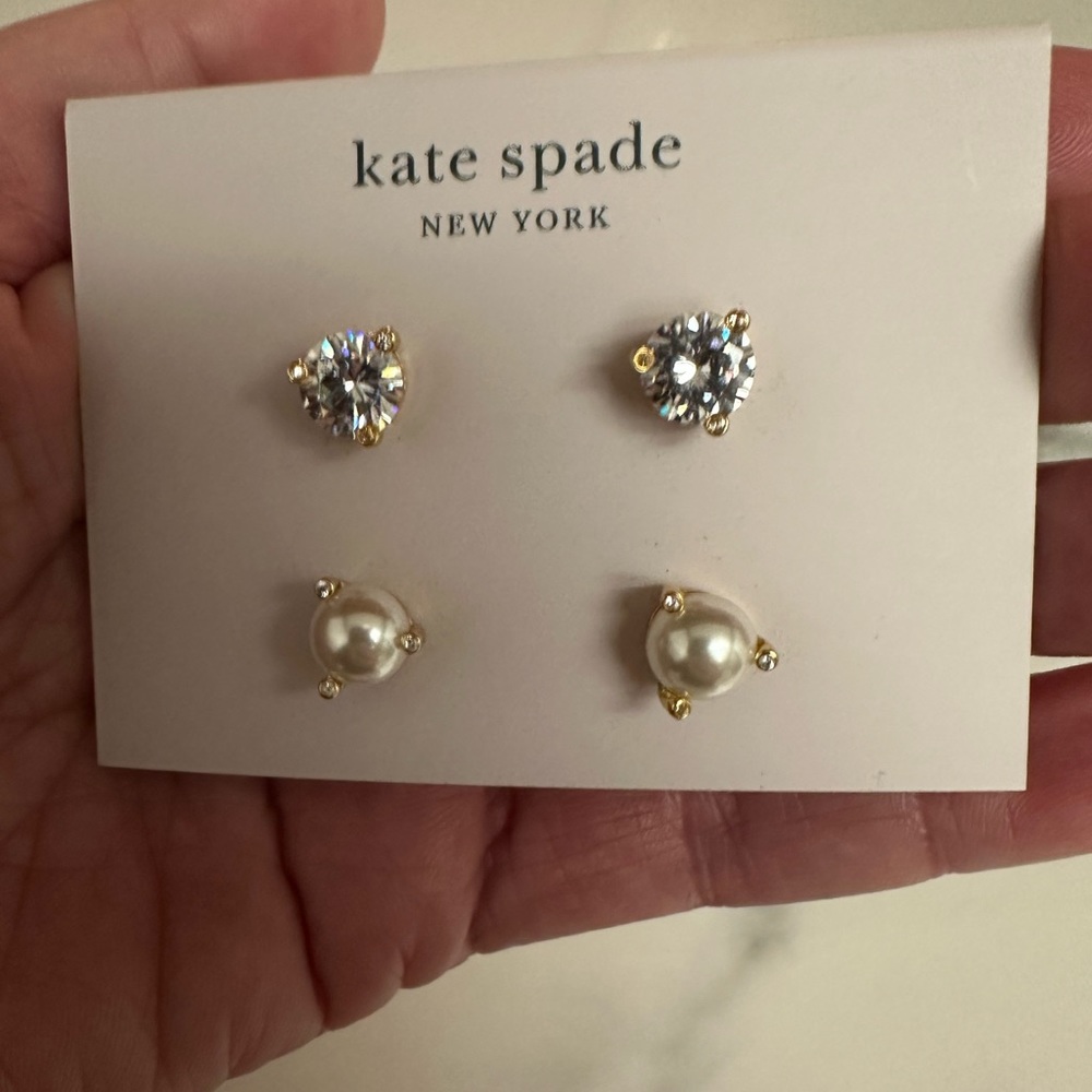 Kate Spade Faux Diamond and Pearl Earrings NWT